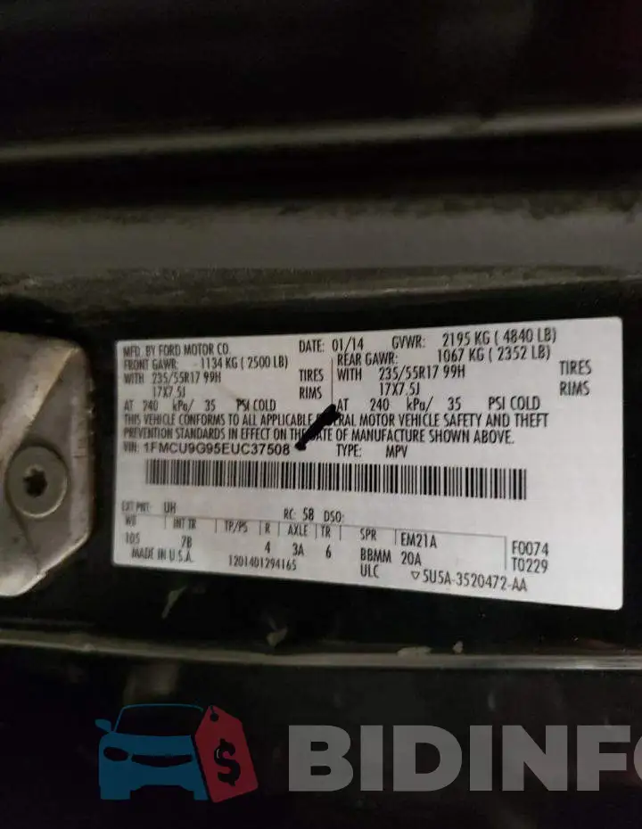 1FMCU9G95EUC37508 Photo# 13