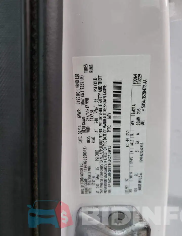 1FMCU9G97EUC73913 Photo# 13