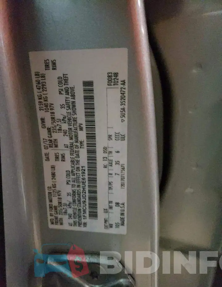 1FMCU9JD2HUE61921 Photo# 13