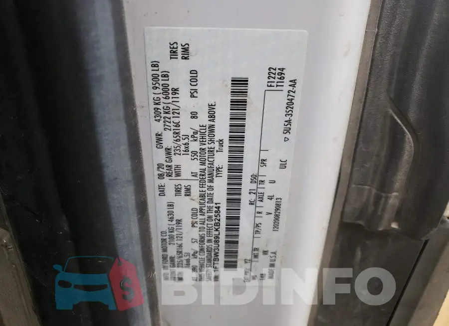 1FTBW3U89LKB25841 Photo# 10
