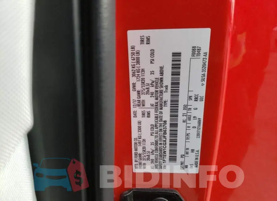 1FTEW1CGXJFB63708 Photo# 12