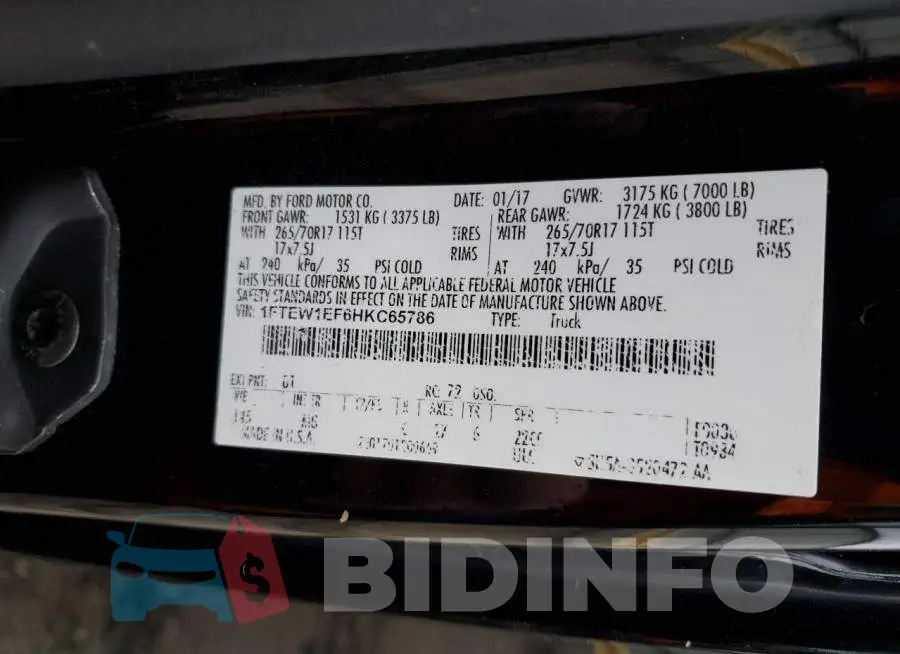 1FTEW1EF6HKC65786 Photo# 10