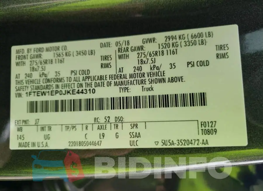1FTEW1EP0JKE44310 Photo# 12