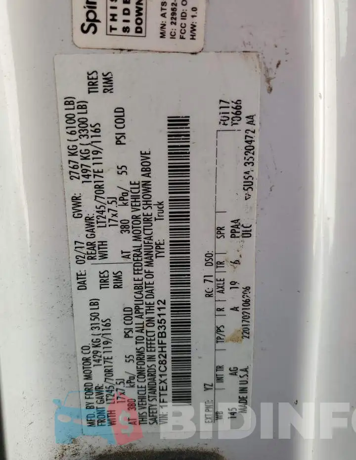 1FTEX1C82HFB35112 Photo# 12