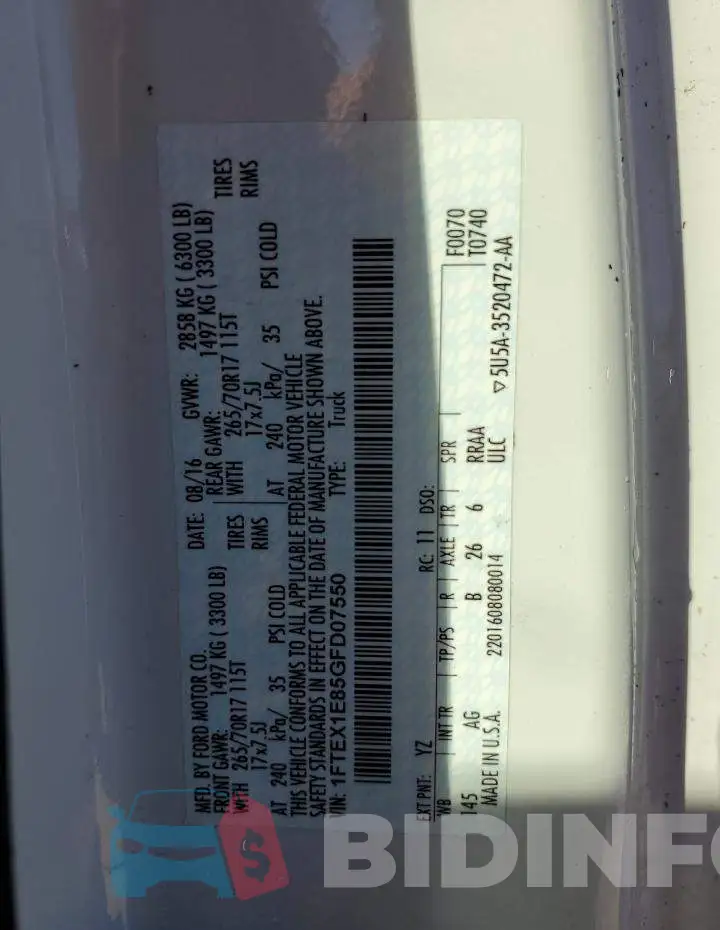 1FTEX1E85GFD07550 Photo# 10