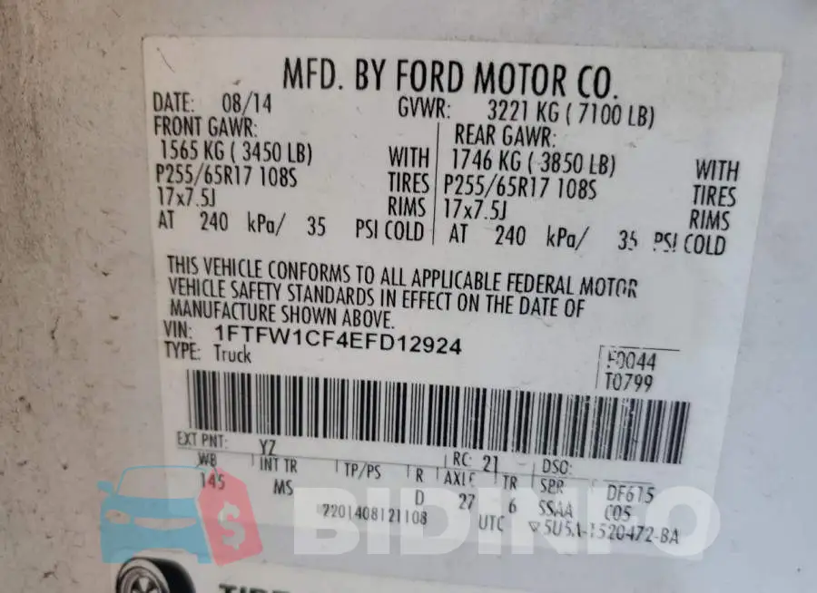 1FTFW1CF4EFD12924 Photo# 12