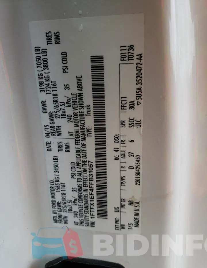 1FTFX1EF4FFB31057 Photo# 12