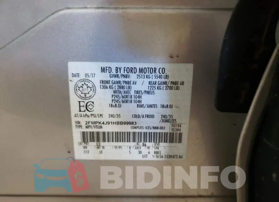 2FMPK4J91HBB99983 Photo# 13