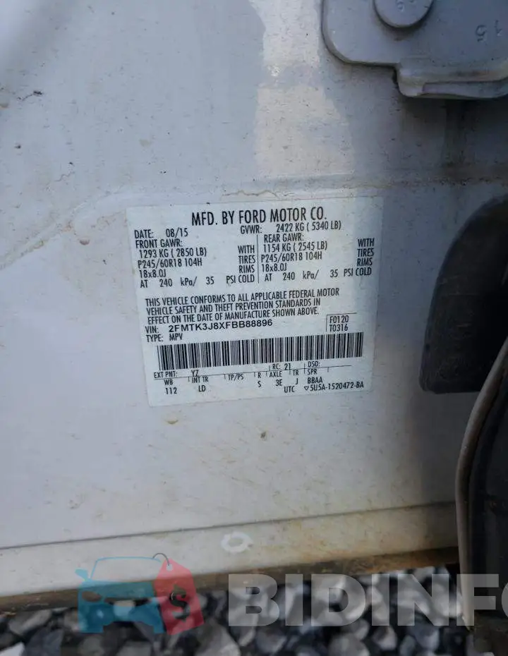 2FMTK3J8XFBB88896 Photo# 13