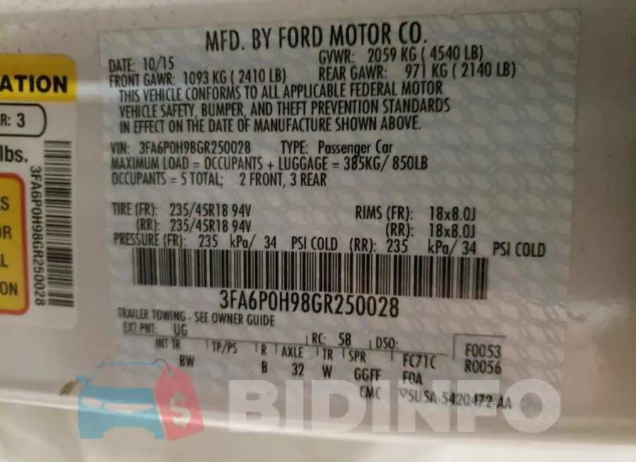 3FA6P0H98GR250028 Photo# 12