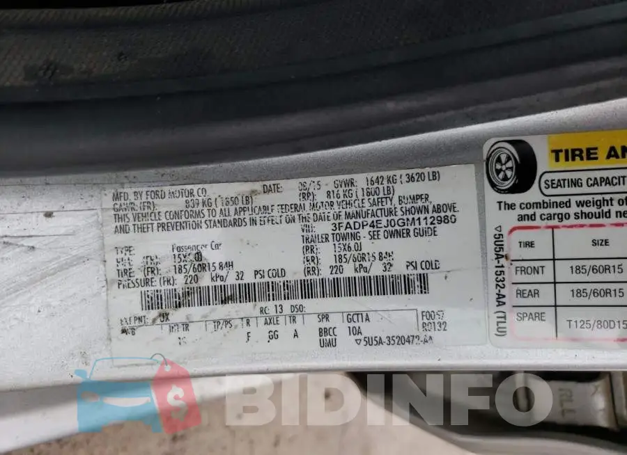 3FADP4EJ0GM112980 Photo# 12