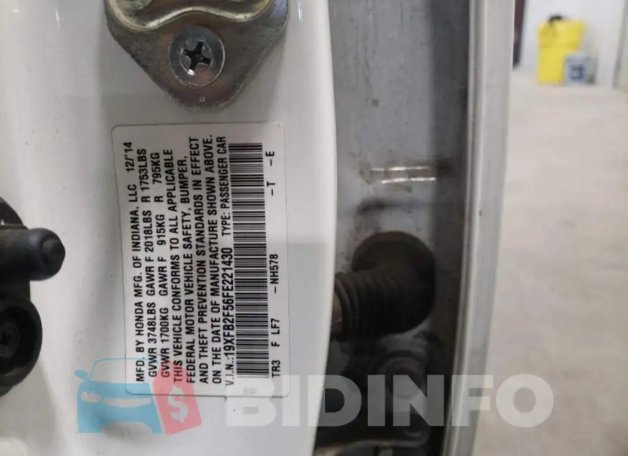 19XFB2F56FE221430 Photo# 10