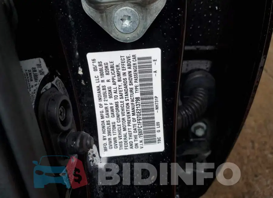 19XFC1F97GE213798 Photo# 12