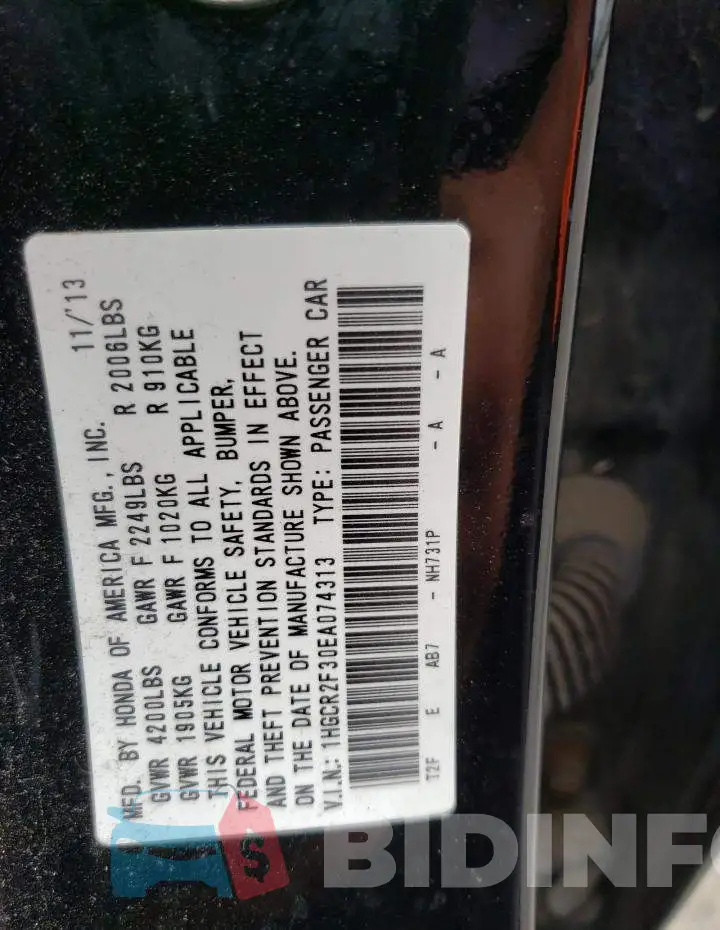 1HGCR2F30EA074313 Photo# 10