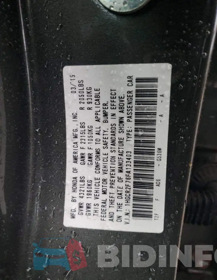 1HGCR2F76FA133403 Photo# 13