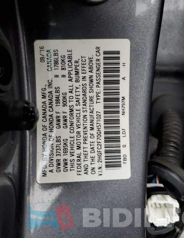 2HGFC2F70GH571027 Photo# 12