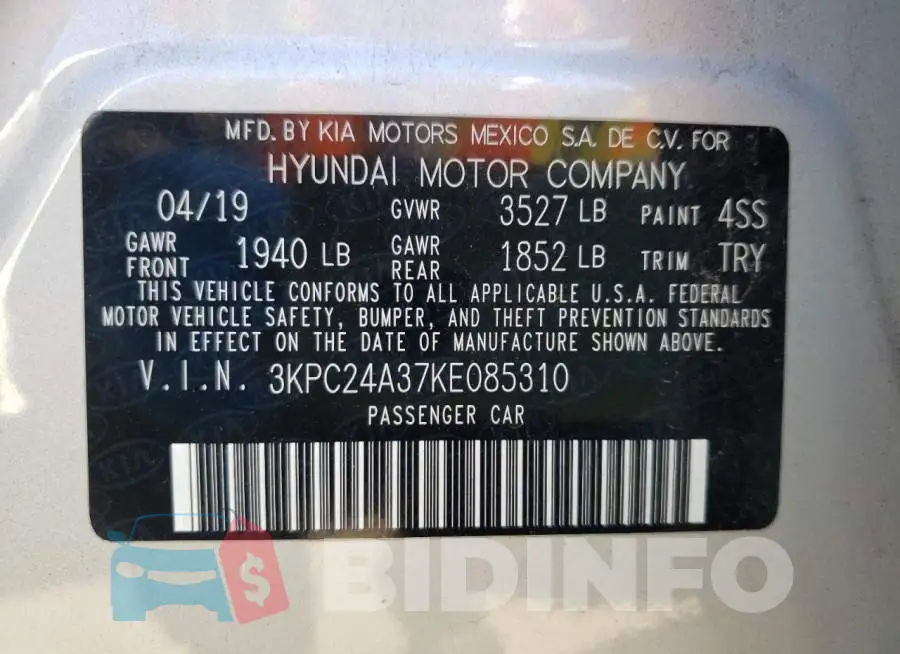 3KPC24A37KE085310 Photo# 12