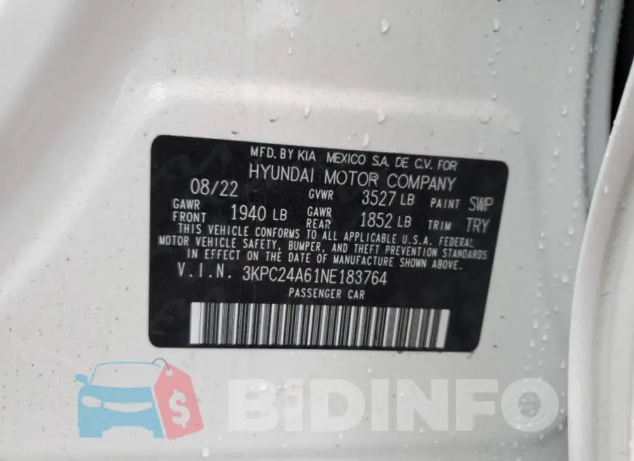 3KPC24A61NE183764 Photo# 13