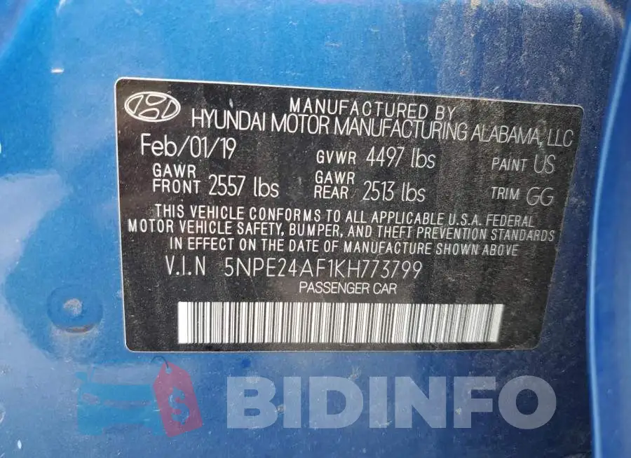 5NPE24AF1KH773799 Photo# 12