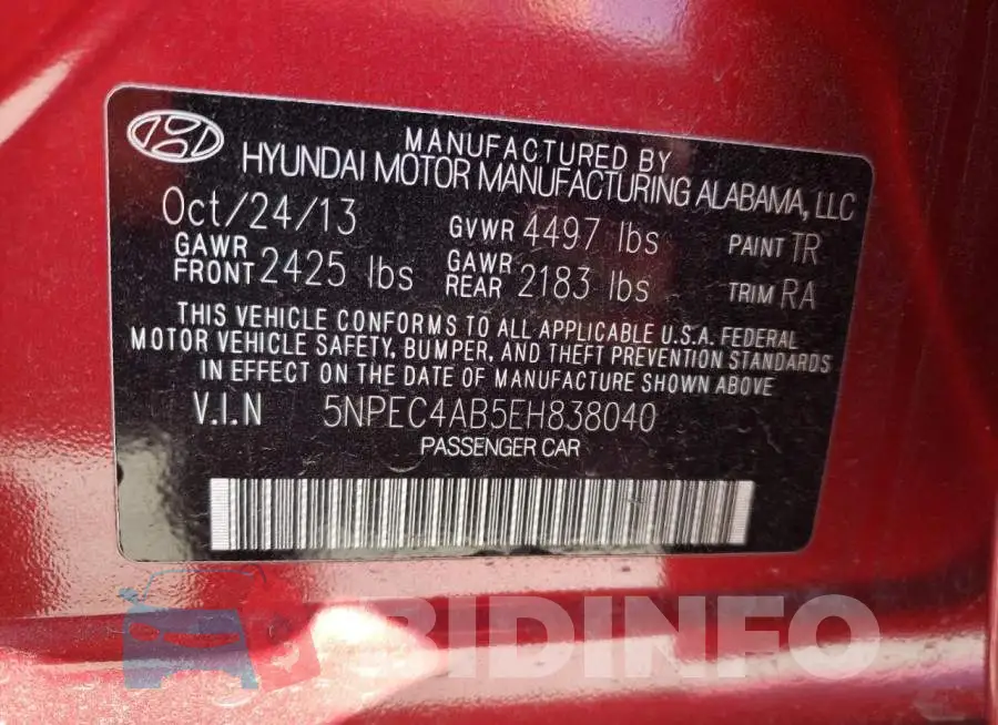 5NPEC4AB5EH838040 Photo# 10