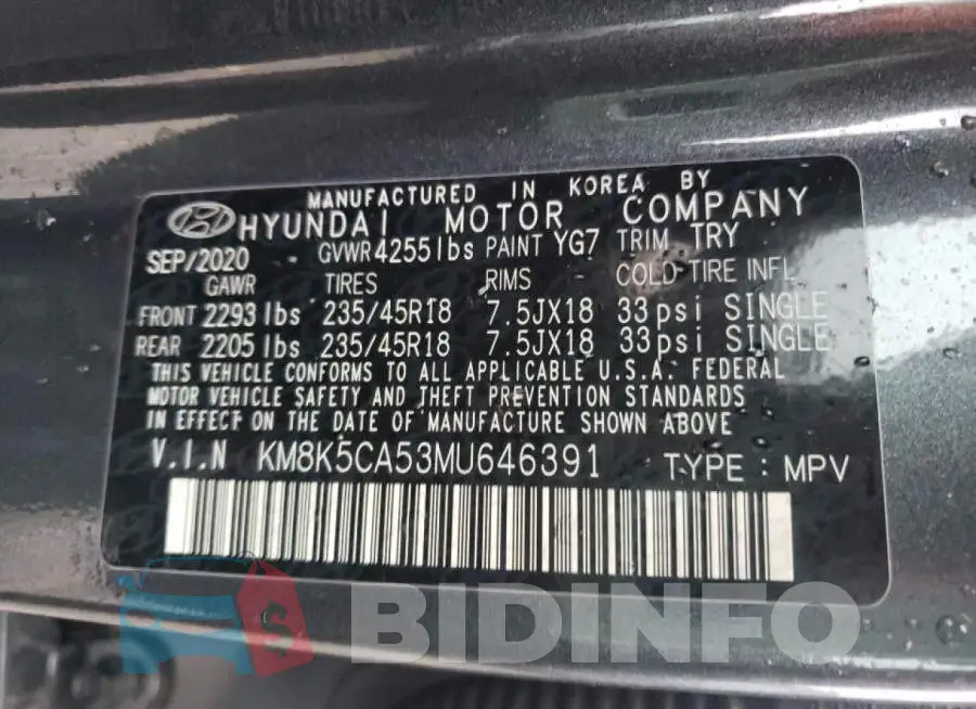 KM8K5CA53MU646391 Photo# 14