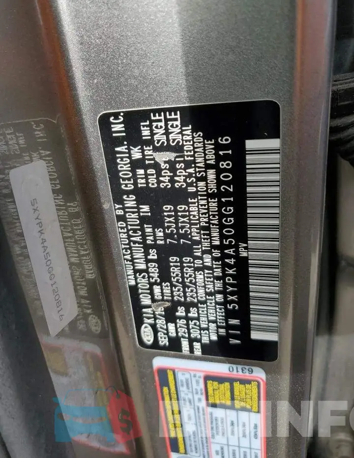 5XYPK4A50GG120816 Photo# 13