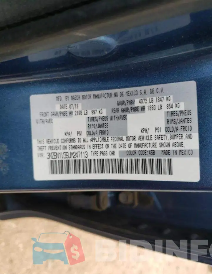 3MZBN1V39JM247113 Photo# 12