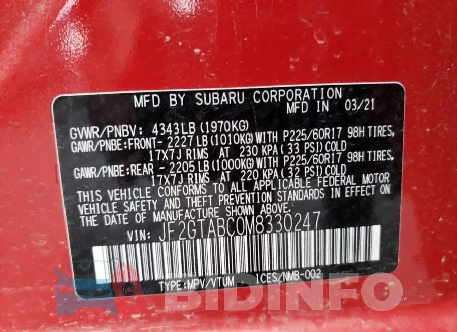 JF2GTABC0M8330247 Photo# 13