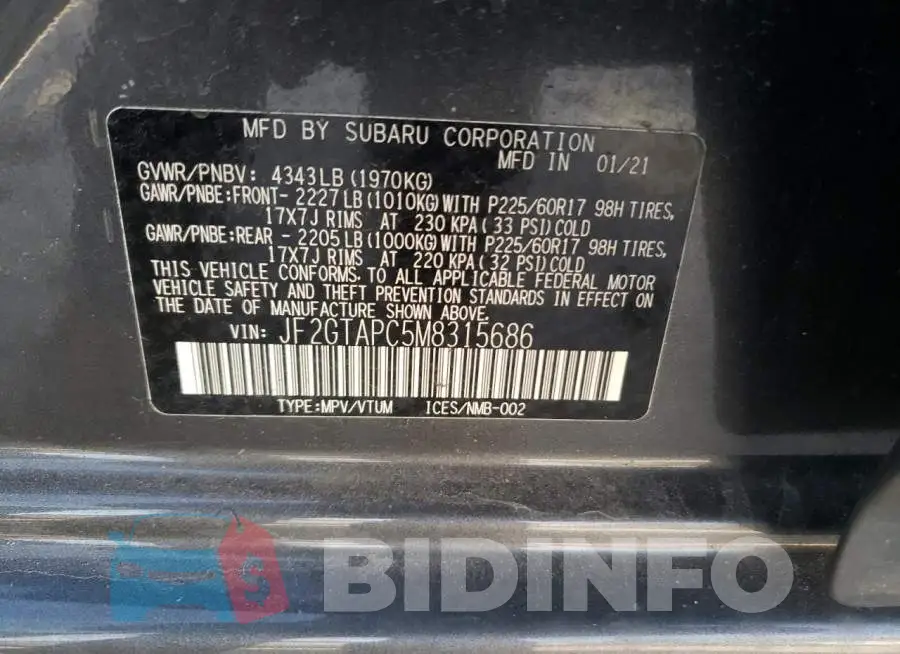 JF2GTAPC5M8315686 Photo# 13