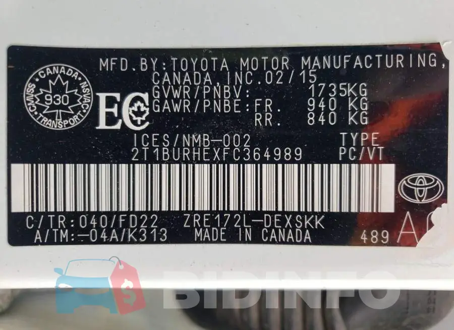 2T1BURHEXFC364989 Photo# 12