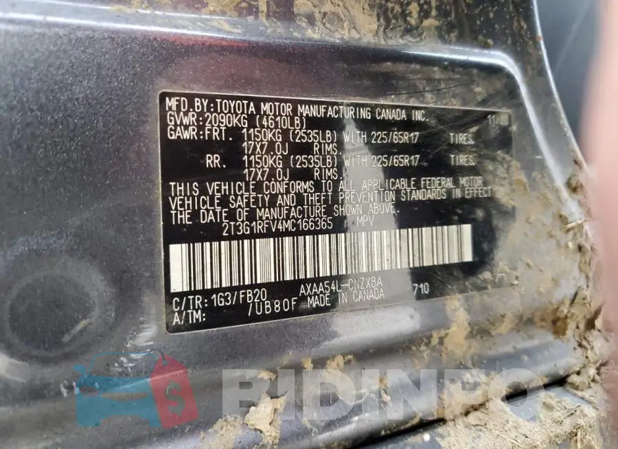 2T3G1RFV4MC166365 Photo# 13