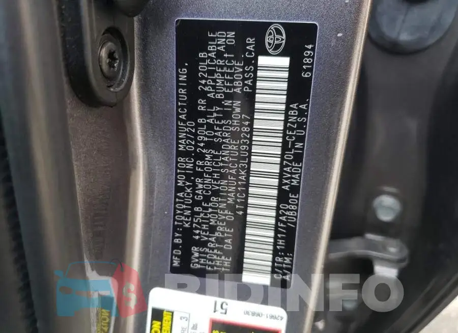 4T1C11AK3LU932847 Photo# 13