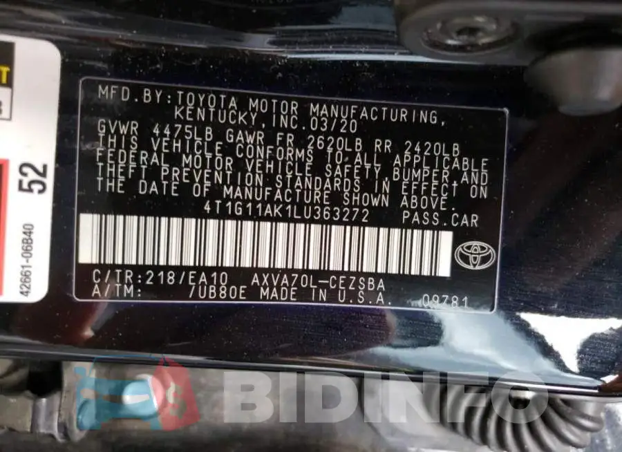 4T1G11AK1LU363272 Photo# 12