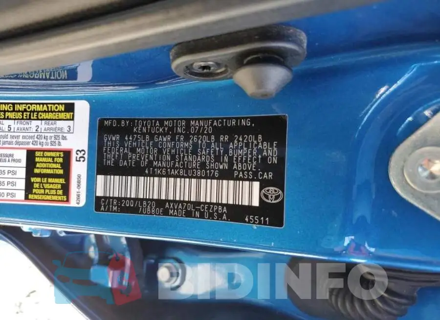 4T1K61AK8LU380176 Photo# 12