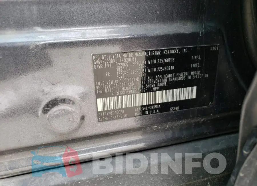 4T3E6RFV9MU033852 Photo# 13