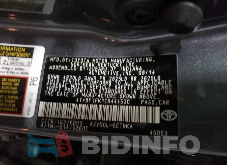 4T4BF1FK1ER444530 Photo# 10