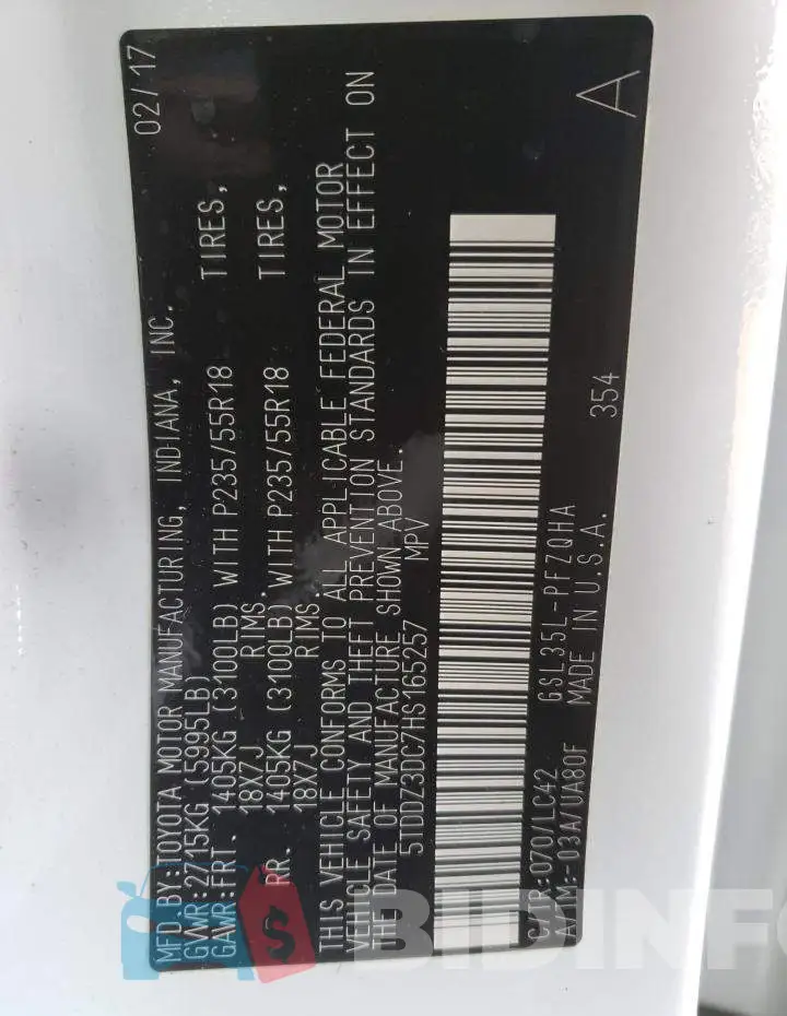 5TDDZ3DC7HS165257 Photo# 13
