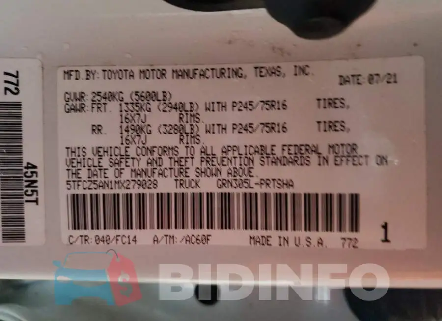 5TFCZ5AN1MX279028 Photo# 12