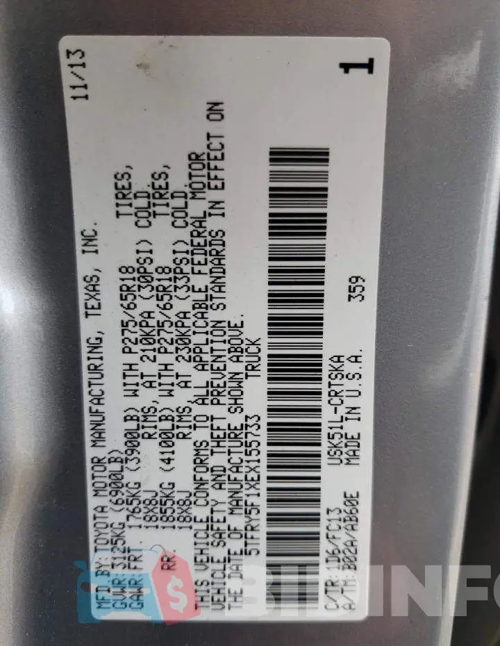 5TFRY5F1XEX155733 Photo# 13