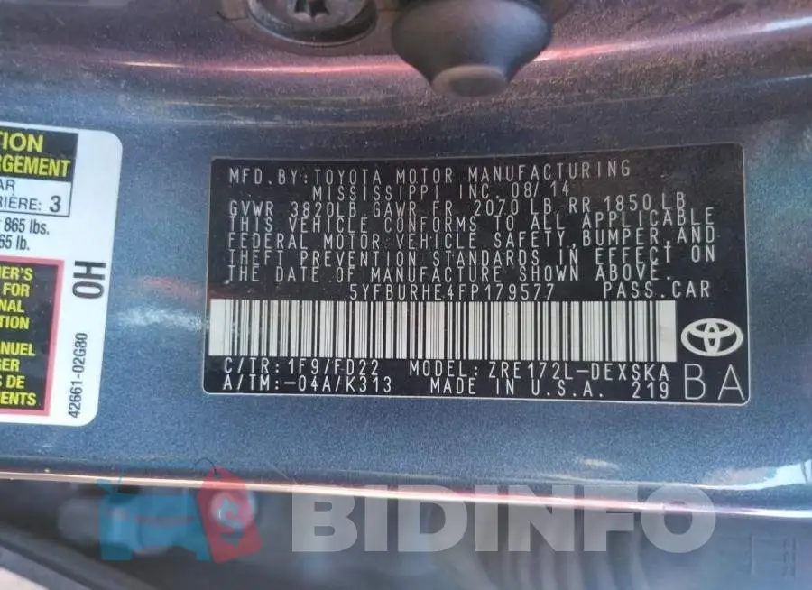5YFBURHE4FP179577 Photo# 13