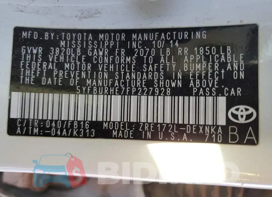 5YFBURHE7FP227928 Photo# 12