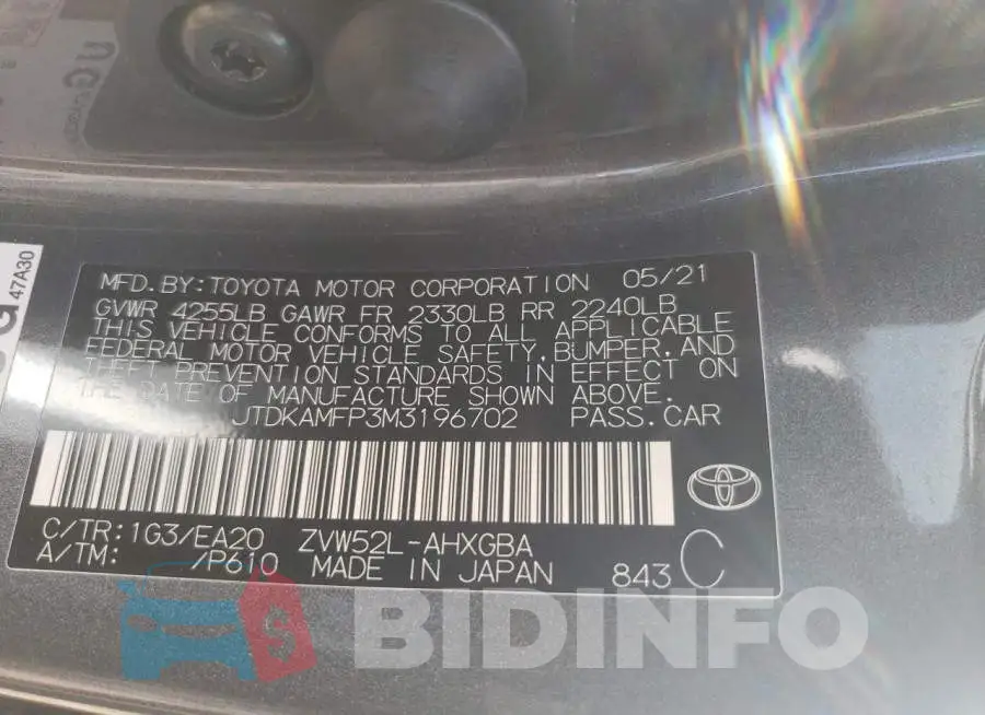 JTDKAMFP3M3196702 Photo# 12
