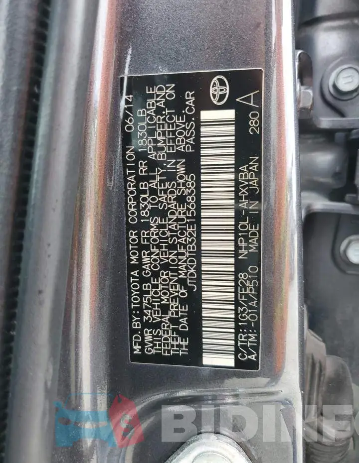 JTDKDTB32E1568385 Photo# 13