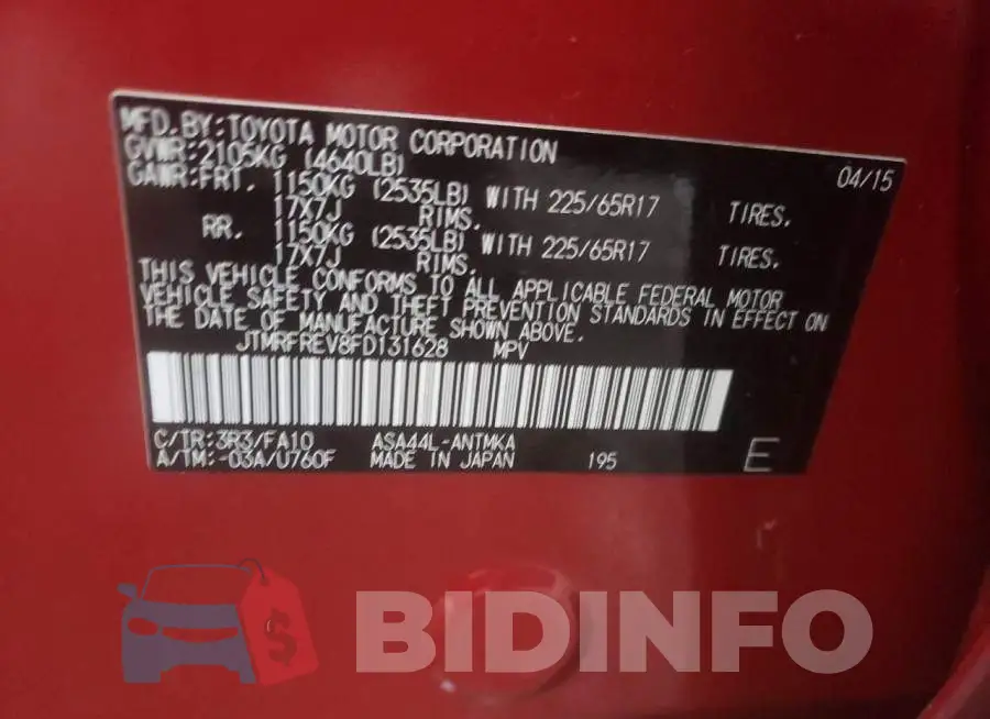 JTMRFREV8FD131628 Photo# 12