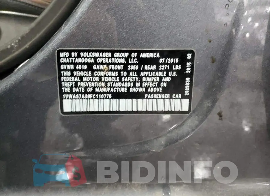 1VWAS7A39FC110775 Photo# 12