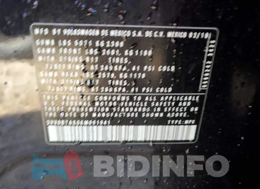 3VV0B7AX8KM091941 Photo# 13