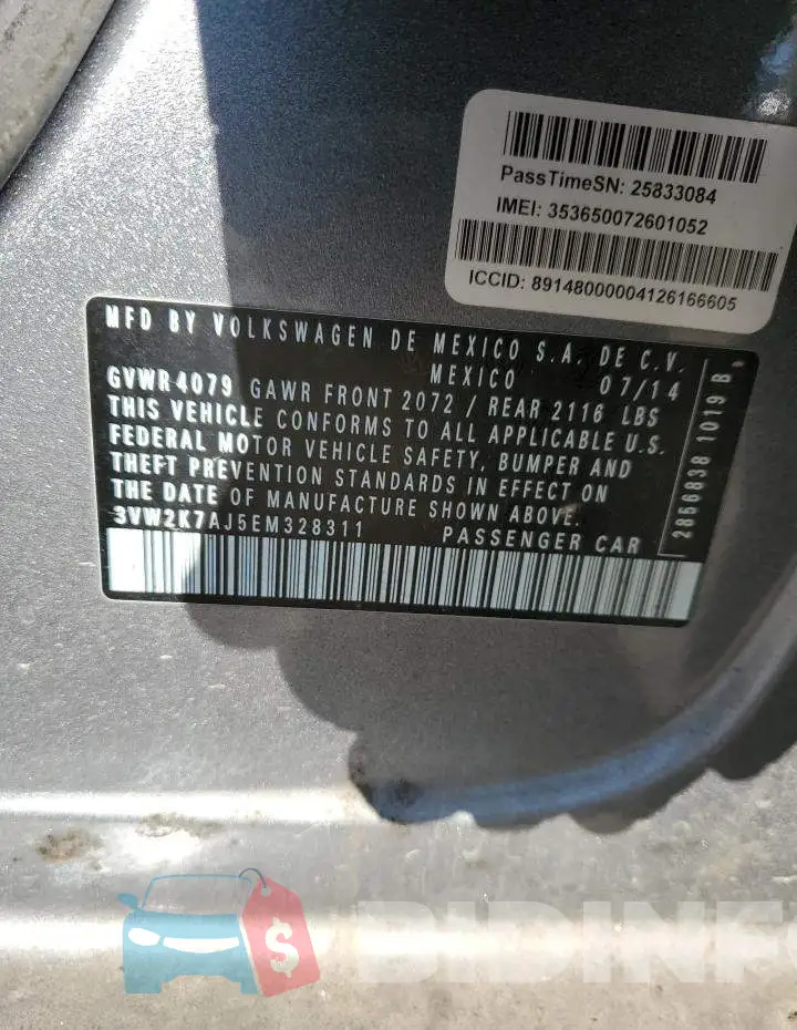 3VW2K7AJ5EM328311 Photo# 12