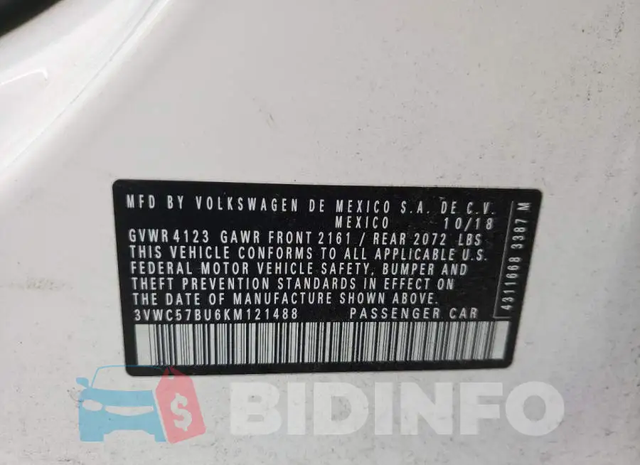3VWC57BU6KM121488 Photo# 12