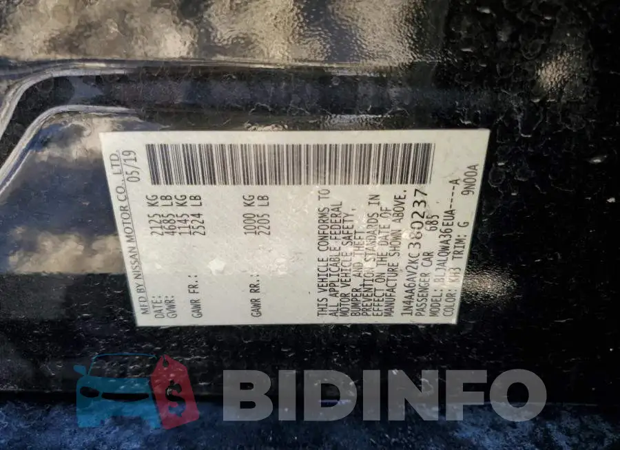 1N4AA6AV2KC380237 Photo# 12