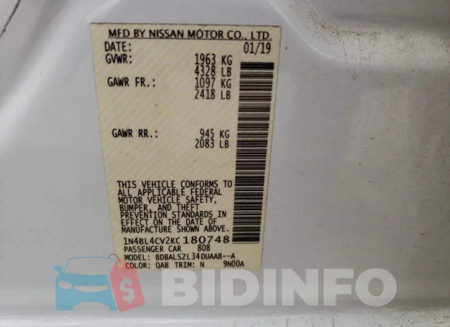 1N4BL4CV2KC180748 Photo# 12